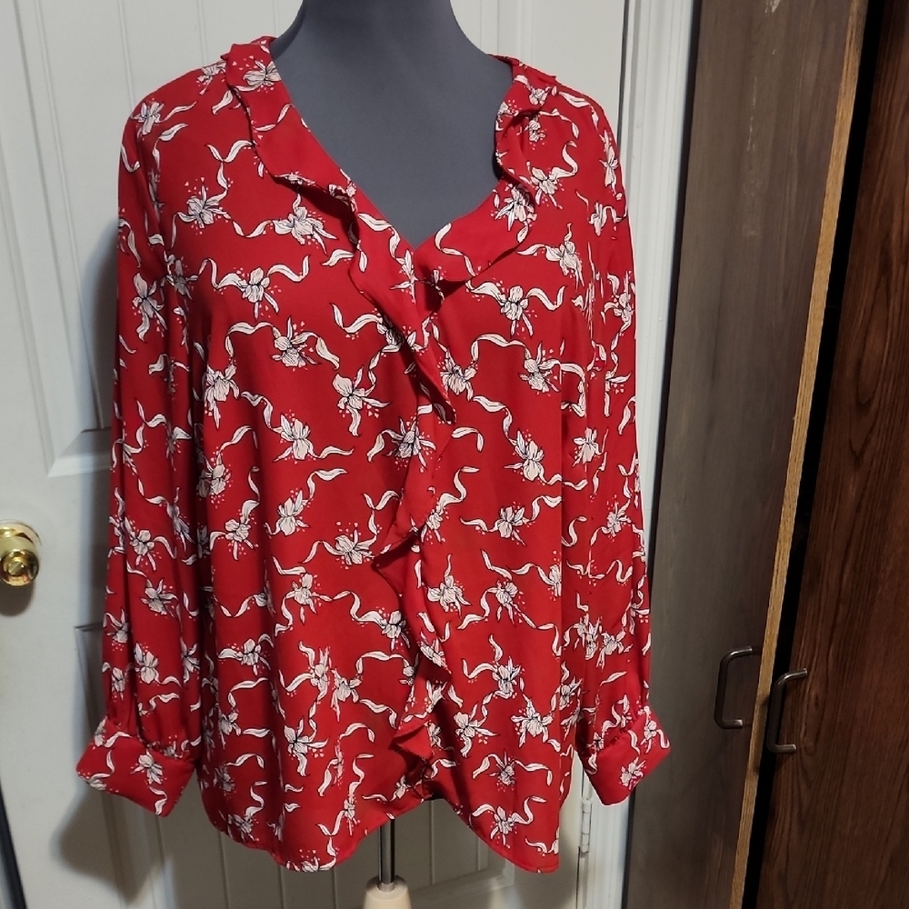 Red Floral Women's Top